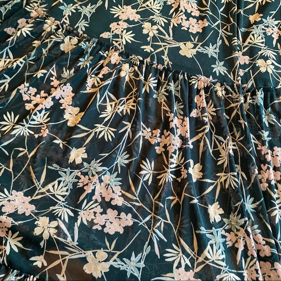 Emerald Floral Mesh Gown Half Slip Dress Size Medium Sleeveless Midi Maxi Dress - Picture 4 of 13